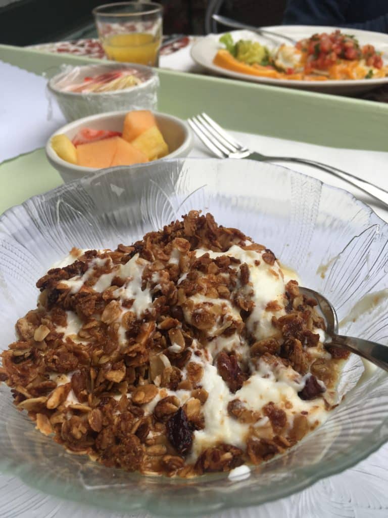 Yogurt with granola and fresh fruit breakfast at The Eagle Inn