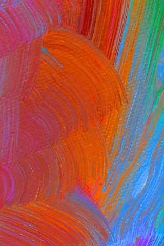 abstract art work in red, pink, green and blue